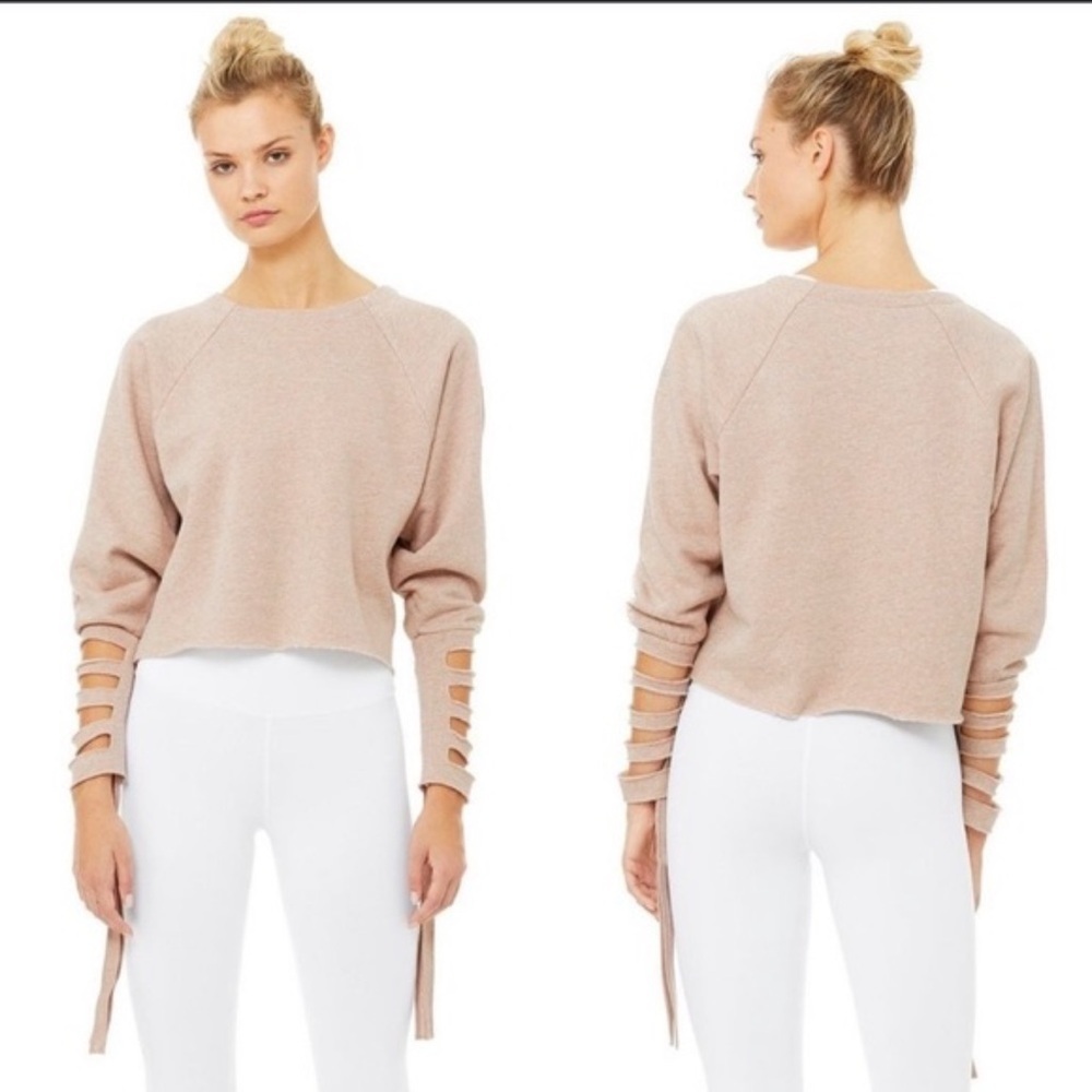 ALO Yoga Beige tribe long Sleeve Cut-Out top - Picture 5 of 11